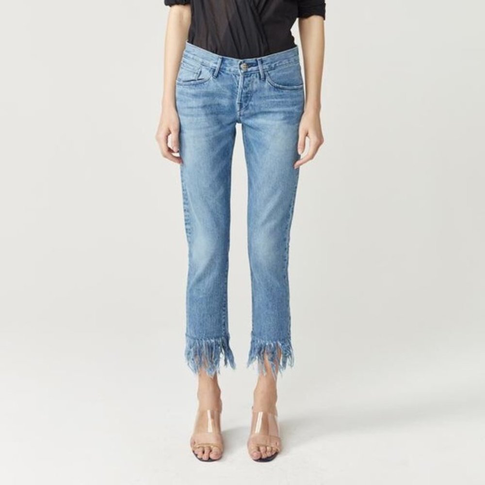 3x1 Straight Fringe Crop Jean Stella Blue 28